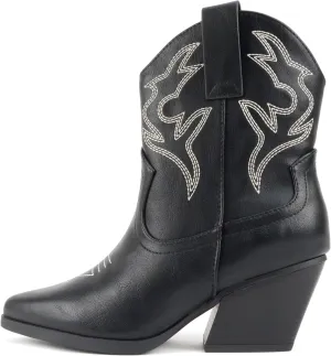 Soda BLAZING ~ Women Western Bootie Pointe Toe with Low Heel (Wide Fit Available)