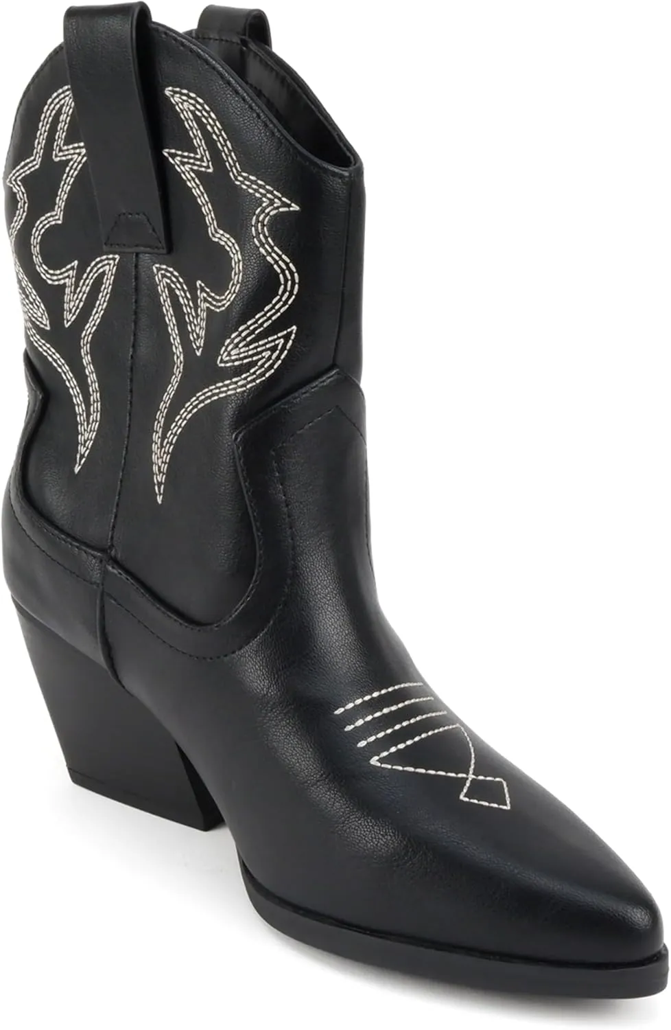 Soda BLAZING ~ Women Western Bootie Pointe Toe with Low Heel (Wide Fit Available)