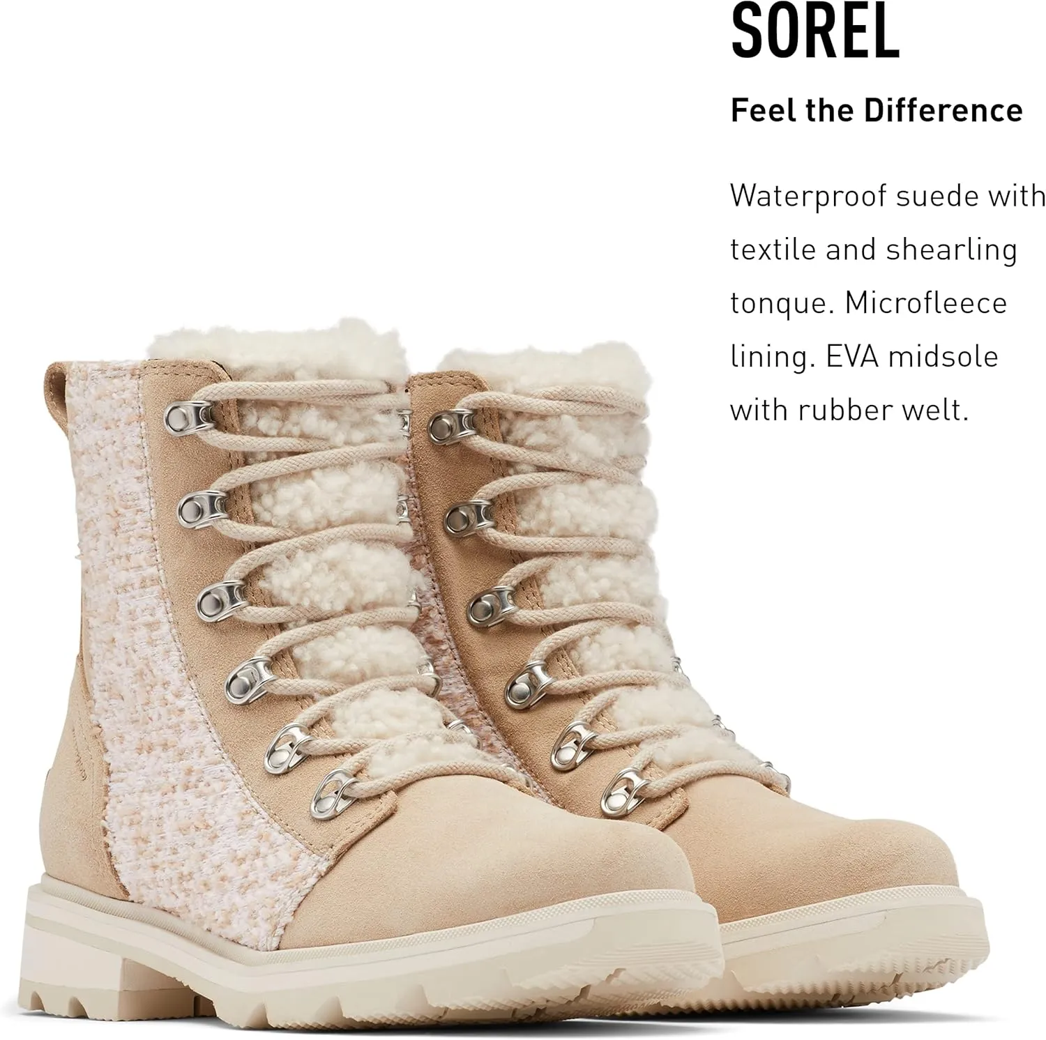 Sorel Women's Lennox Lace Cozy Rain Boot  Waterproof Suede Boots