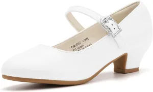 Stelle Girls Glossy Dress Shoes Mary Jane Heels Party Wedding Princess School Uniform Shoes for Kids and Toddlers