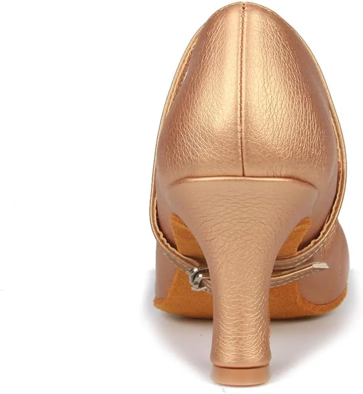 TINRYMX Women Latin Dance Shoes Closed Toe Ballroom Salsa Tango Practice Performance Dancing Shoes, CMJ-5003-7