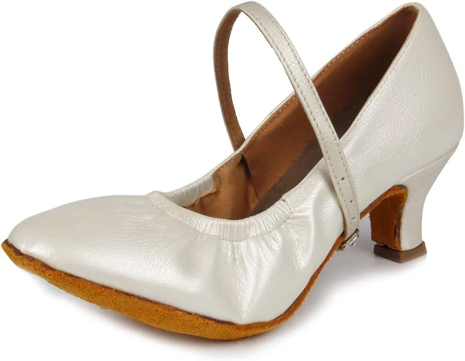 TINRYMX Women's Latin Dance Shoes Ballroom Closed Toe Low Heel Salsa Practice Performance Dance Shoes, CMJ-5003-5