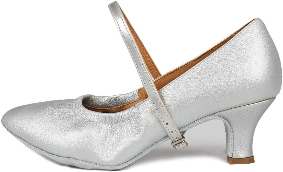 TINRYMX Women's Latin Dance Shoes Ballroom Closed Toe Low Heel Salsa Practice Performance Dance Shoes, CMJ-5003-5
