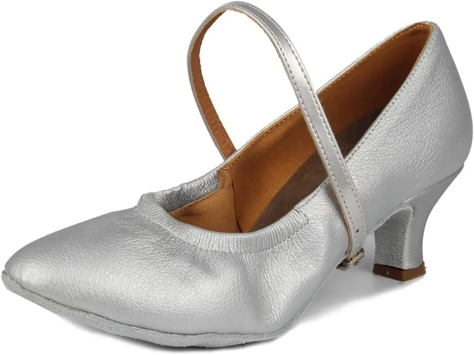 TINRYMX Women's Latin Dance Shoes Ballroom Closed Toe Low Heel Salsa Practice Performance Dance Shoes, CMJ-5003-5
