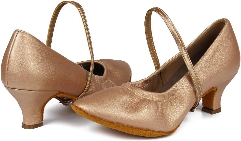 TINRYMX Women's Latin Dance Shoes Ballroom Closed Toe Low Heel Salsa Practice Performance Dance Shoes, CMJ-5003-5