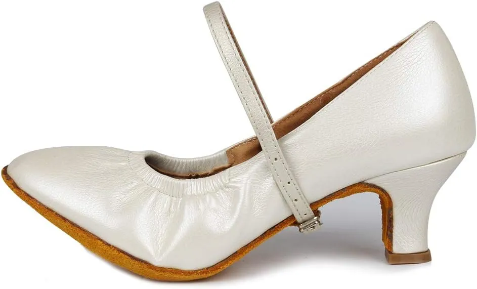 TINRYMX Women's Latin Dance Shoes Ballroom Closed Toe Low Heel Salsa Practice Performance Dance Shoes, CMJ-5003-5