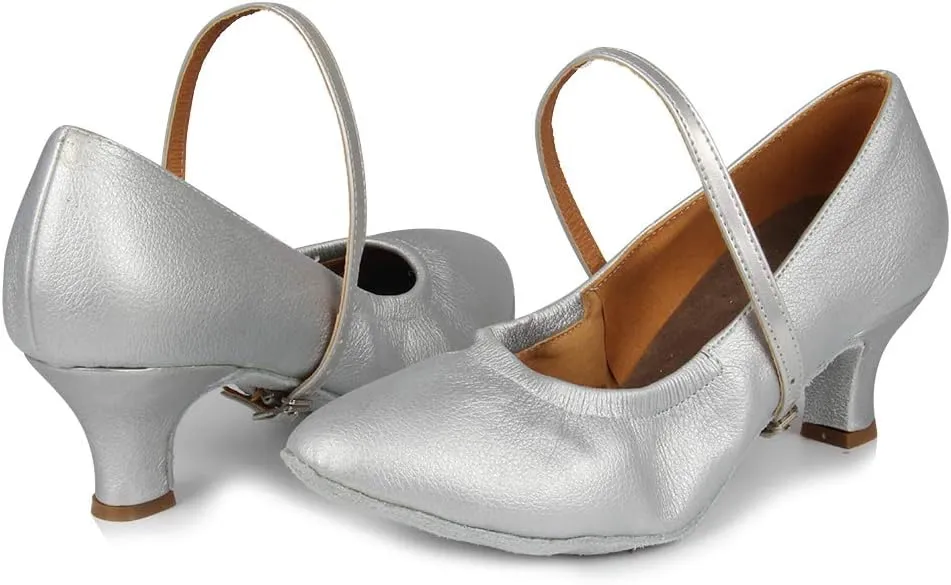 TINRYMX Women's Latin Dance Shoes Ballroom Closed Toe Low Heel Salsa Practice Performance Dance Shoes, CMJ-5003-5