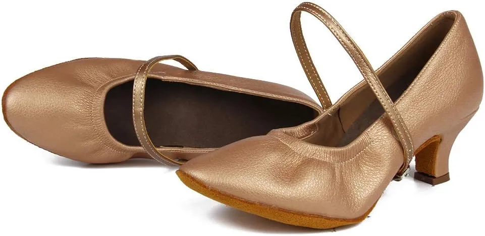 TINRYMX Women's Latin Dance Shoes Ballroom Closed Toe Low Heel Salsa Practice Performance Dance Shoes, CMJ-5003-5