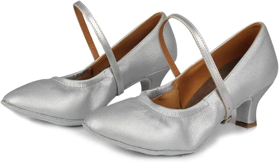 TINRYMX Women's Latin Dance Shoes Ballroom Closed Toe Low Heel Salsa Practice Performance Dance Shoes, CMJ-5003-5