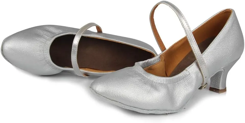 TINRYMX Women's Latin Dance Shoes Ballroom Closed Toe Low Heel Salsa Practice Performance Dance Shoes, CMJ-5003-5
