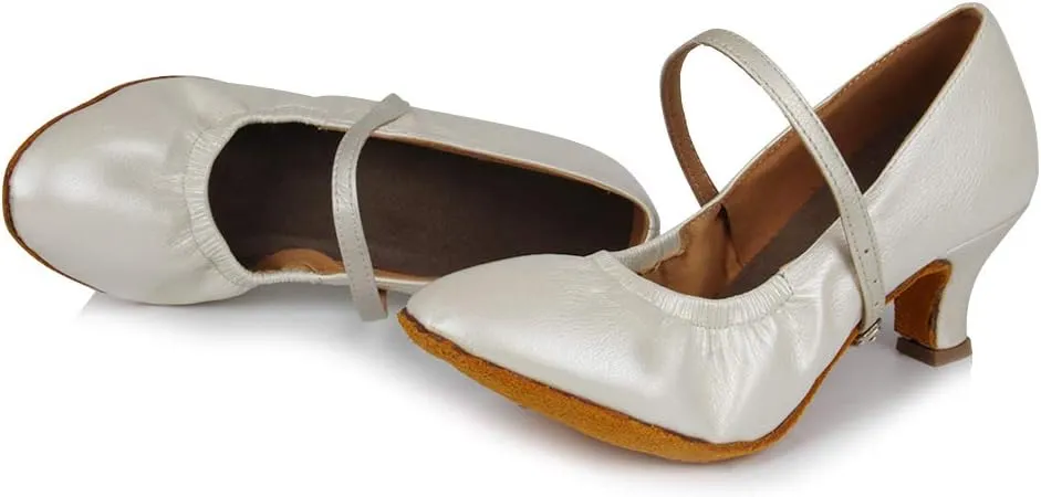 TINRYMX Women's Latin Dance Shoes Ballroom Closed Toe Low Heel Salsa Practice Performance Dance Shoes, CMJ-5003-5