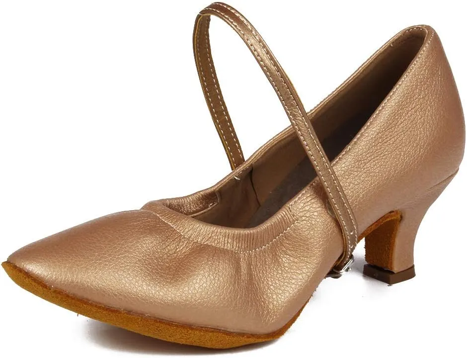 TINRYMX Women's Latin Dance Shoes Ballroom Closed Toe Low Heel Salsa Practice Performance Dance Shoes, CMJ-5003-5