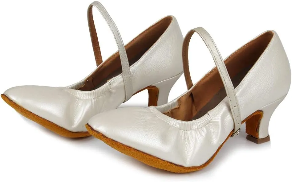 TINRYMX Women's Latin Dance Shoes Ballroom Closed Toe Low Heel Salsa Practice Performance Dance Shoes, CMJ-5003-5