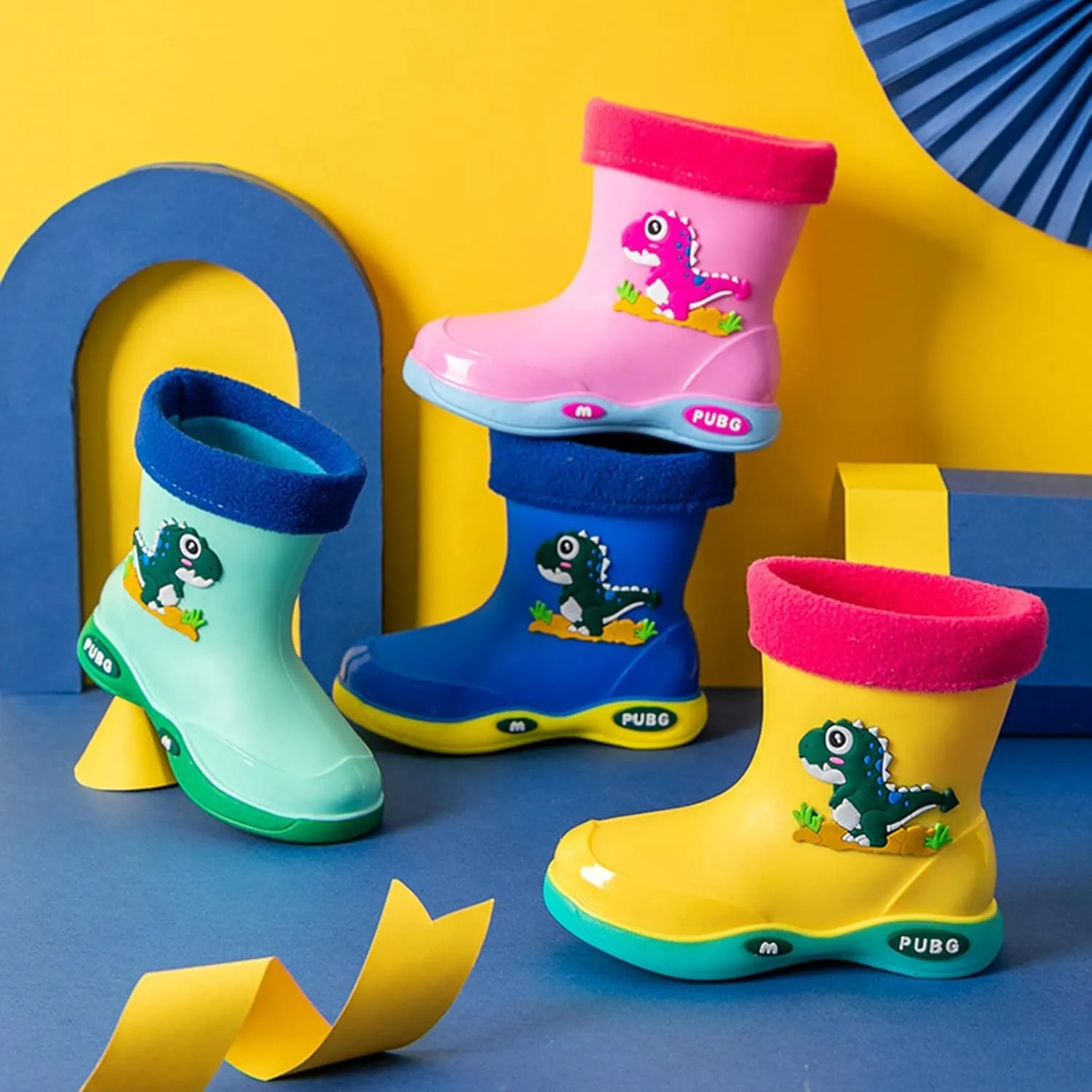 Toddler Kids Lightweight Waterproof Rain Boot with Cozy ining Outdoor Boots for Boys Girls Rubber Boots Girls Size 3