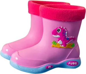 Toddler Kids Lightweight Waterproof Rain Boot with Cozy ining Outdoor Boots for Boys Girls Rubber Boots Girls Size 3