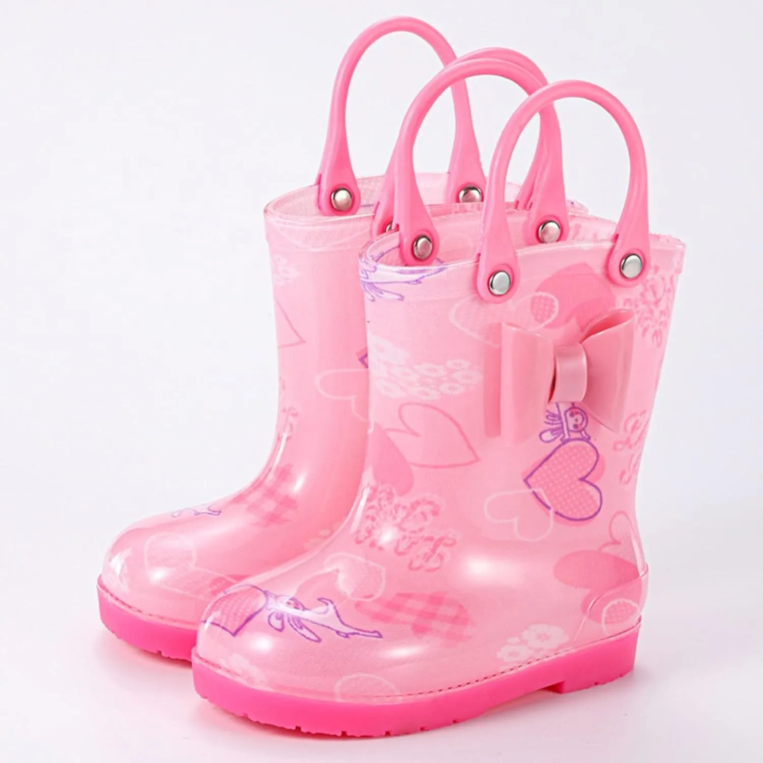 Toddler Rain Boots Little Boys Girls Lightweight aterproof Outdoor Non-Slip Wear-esistant Portable Shoes