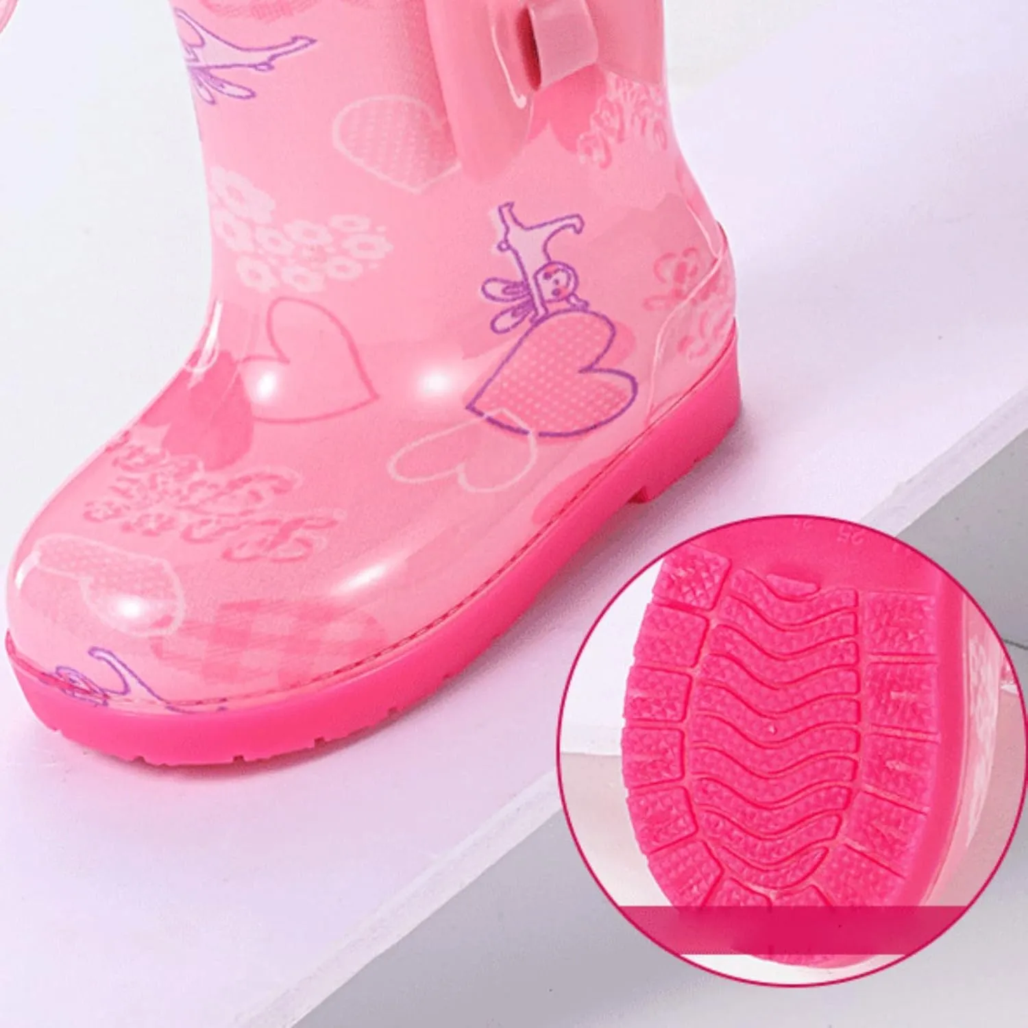 Toddler Rain Boots Little Boys Girls Lightweight aterproof Outdoor Non-Slip Wear-esistant Portable Shoes