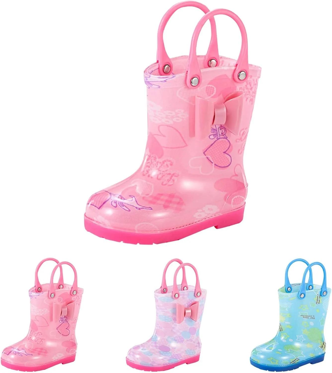 Toddler Rain Boots Little Boys Girls Lightweight aterproof Outdoor Non-Slip Wear-esistant Portable Shoes