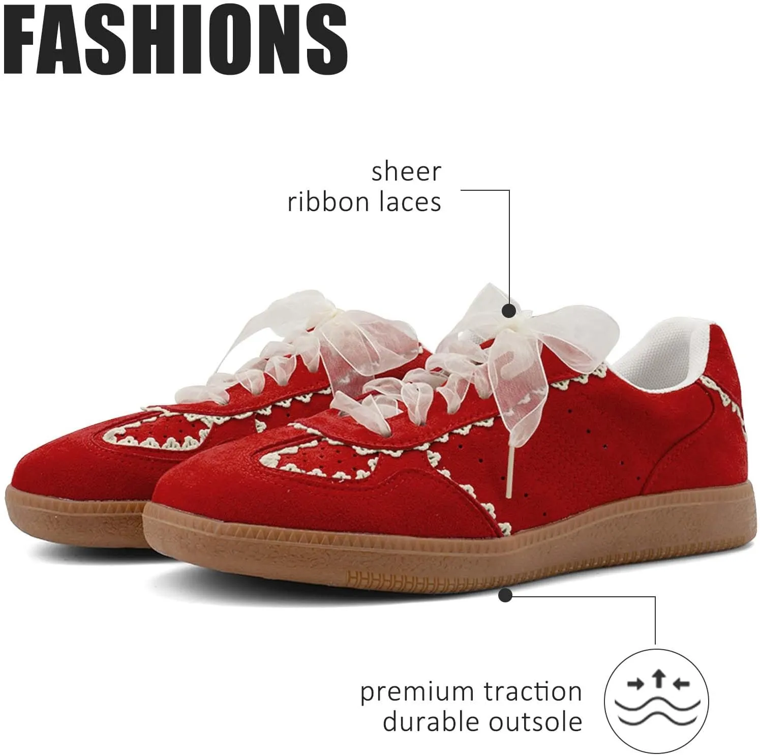 UBWDU Lace Fashion Ballet Sneakers for Women 2025  Trendy Cute Crochet Ribbon Lace-Up Casual Spring Shoes