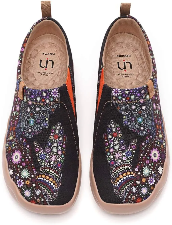 UIN Men's Walking Travel Shoes Slip On Canvas Casual Loafers Lightweight Comfort Art Painted Fashion Sneaker Pray for Goodness (11.5)