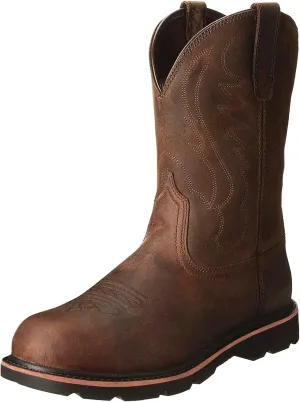 Western Cowboy Boots Mens Brown Cowboy Boots Square Toe Shoes Fall Boots Leather Country Work Boot