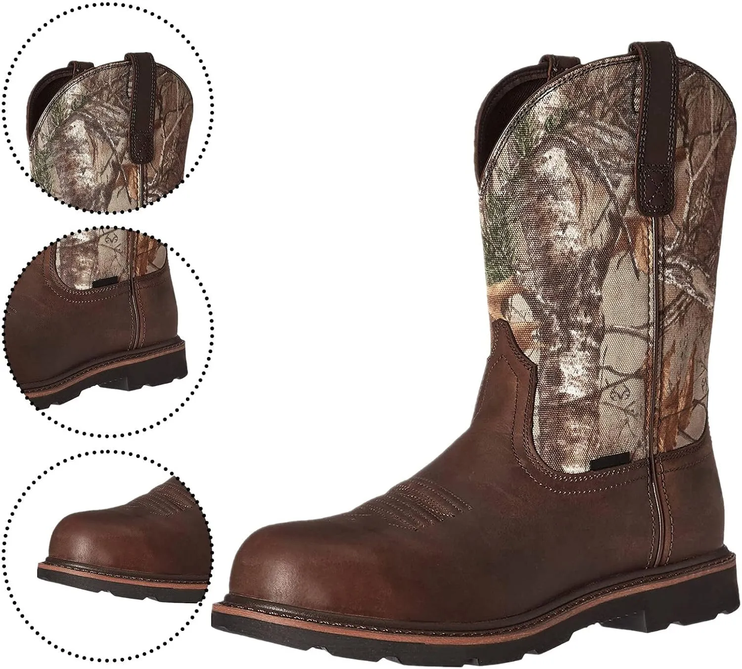 Western Cowboy Boots Mens Brown Cowboy Boots Square Toe Shoes Fall Boots Leather Country Work Boot