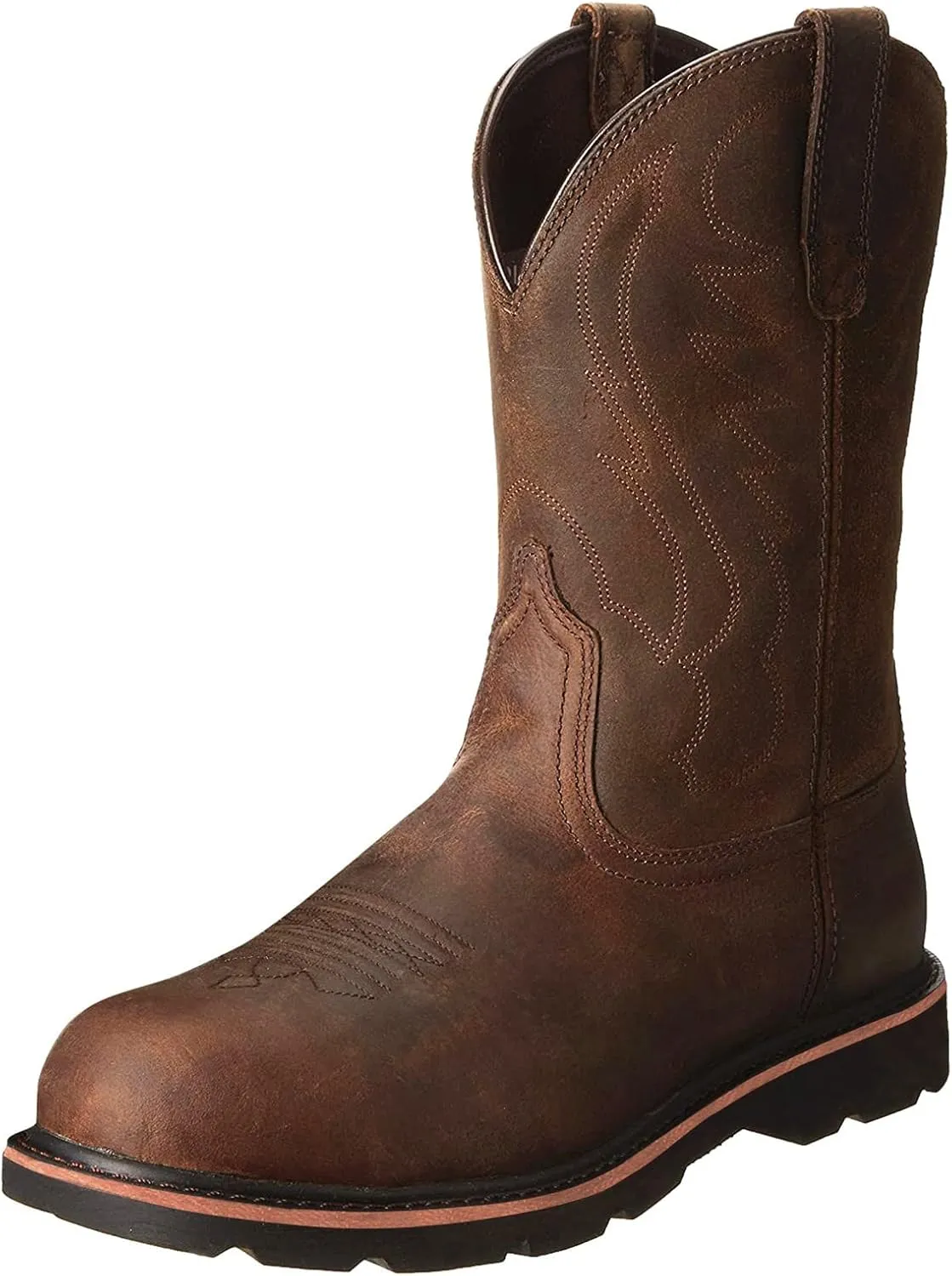 Western Cowboy Boots Mens Brown Cowboy Boots Square Toe Shoes Fall Boots Leather Country Work Boot