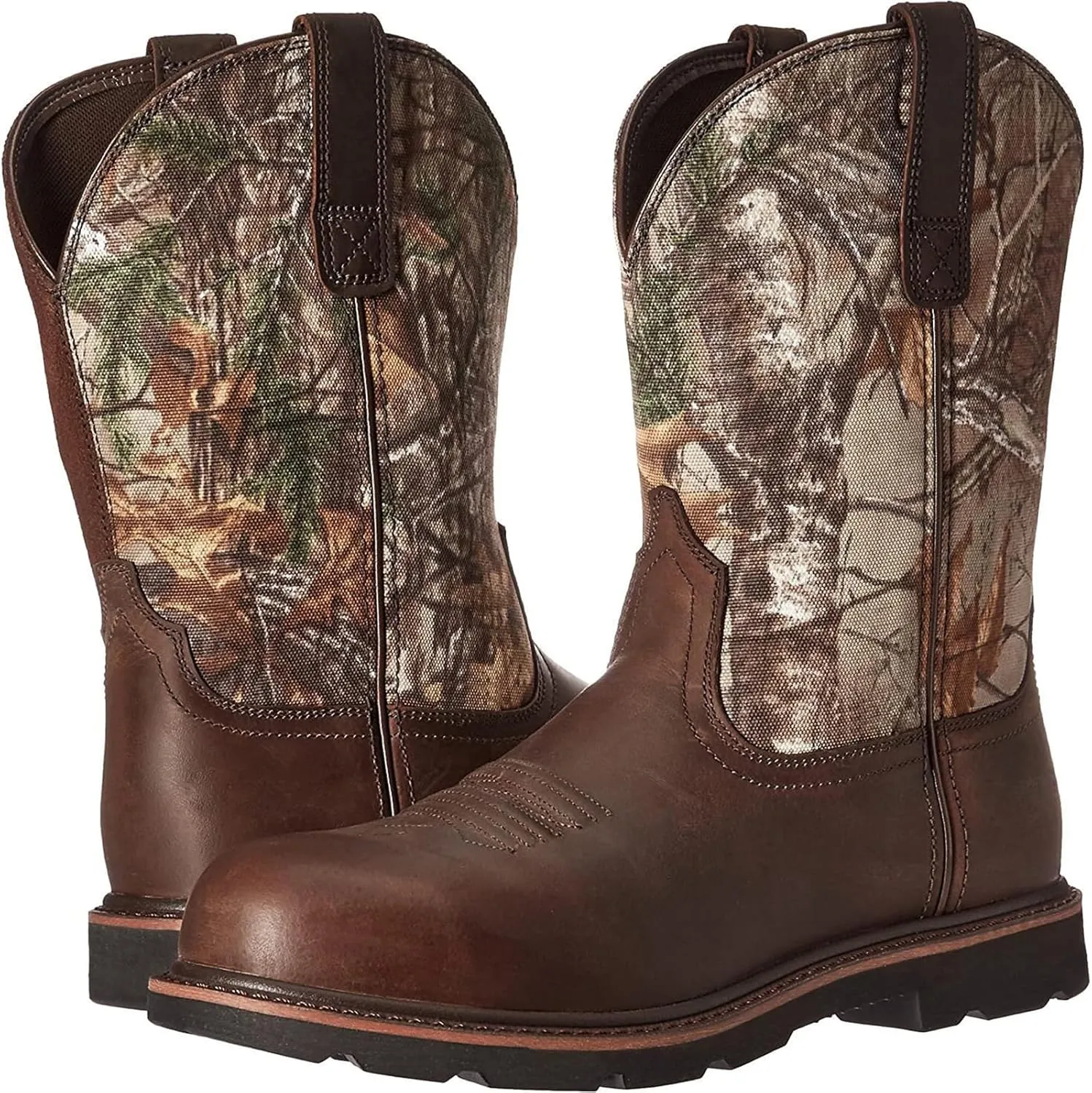 Western Cowboy Boots Mens Brown Cowboy Boots Square Toe Shoes Fall Boots Leather Country Work Boot