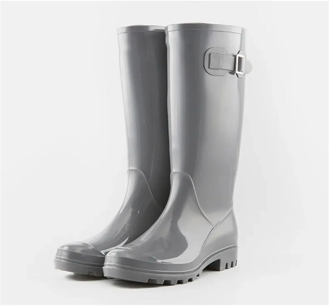 Women Ankle Rain Boots Jelly Rain Wedge Rain solid Color Waterproof Rubber Boots