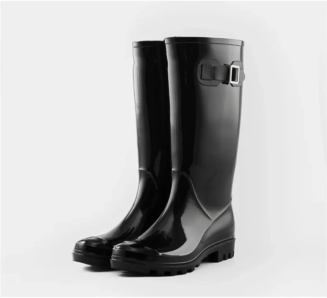 Women Ankle Rain Boots Jelly Rain Wedge Rain solid Color Waterproof Rubber Boots