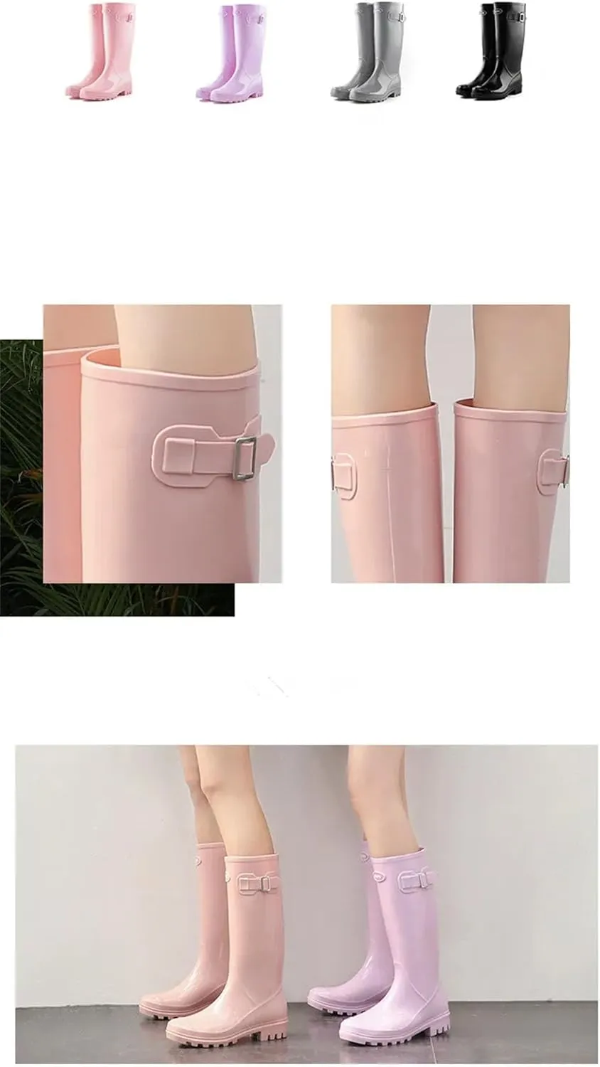 Women Ankle Rain Boots Jelly Rain Wedge Rain solid Color Waterproof Rubber Boots