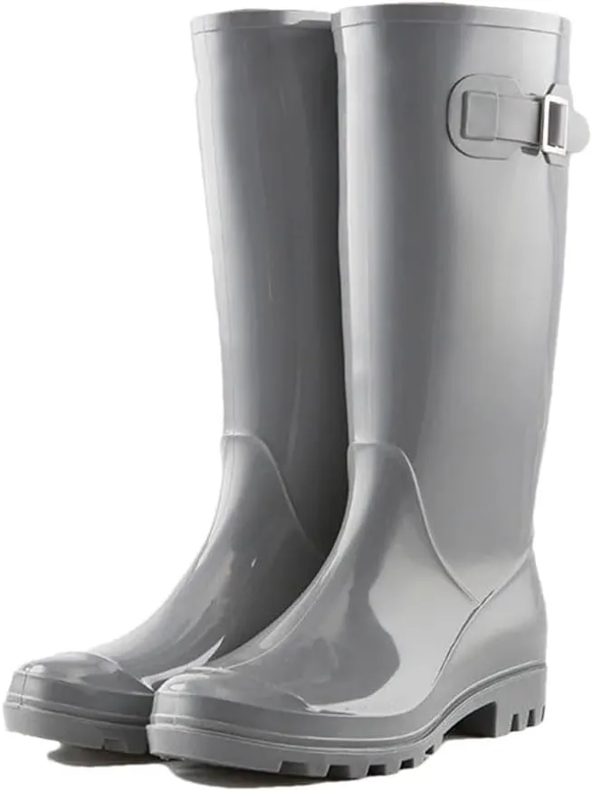 Women Ankle Rain Boots Jelly Rain Wedge Rain solid Color Waterproof Rubber Boots