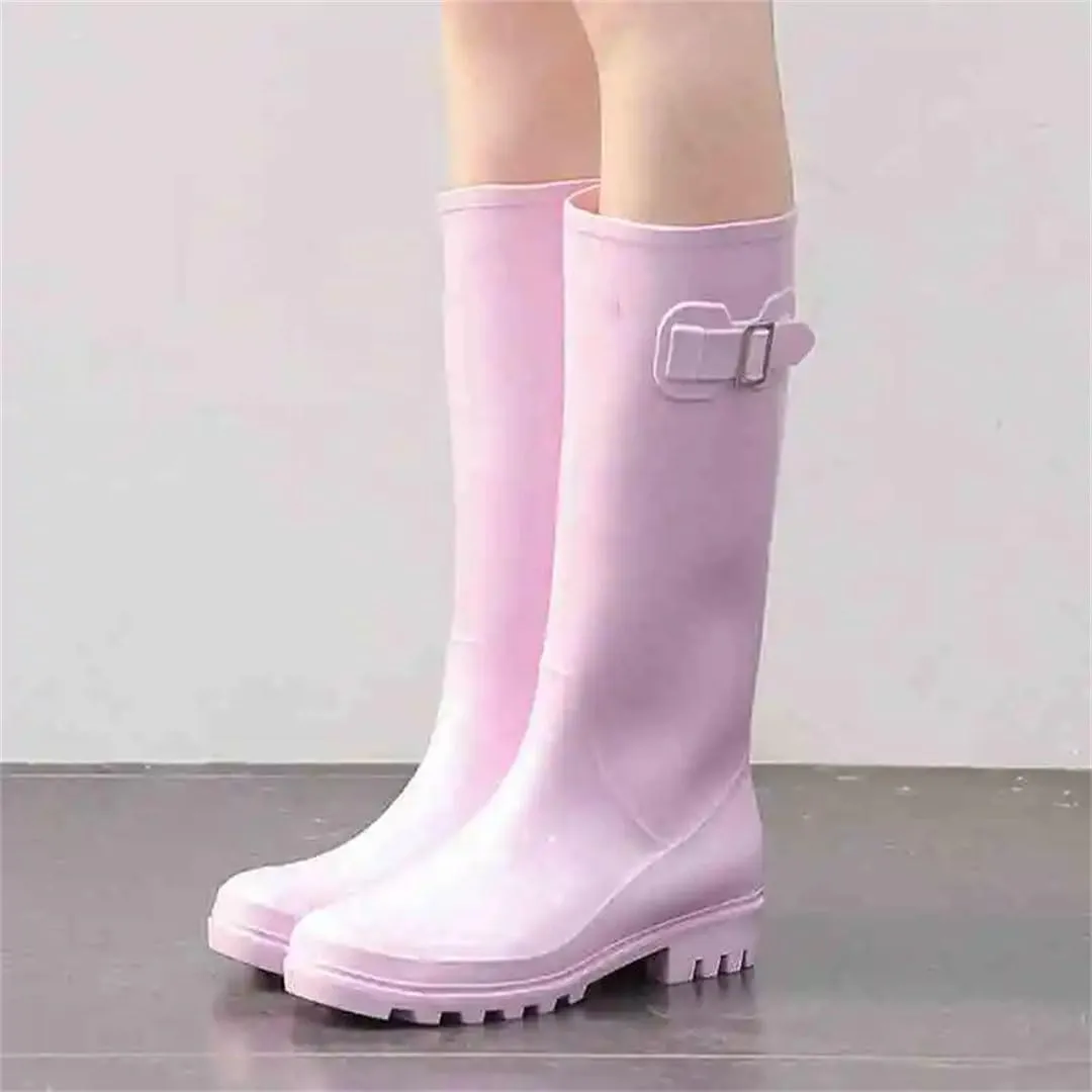 Women Ankle Rain Boots Jelly Rain Wedge Rain solid Color Waterproof Rubber Boots