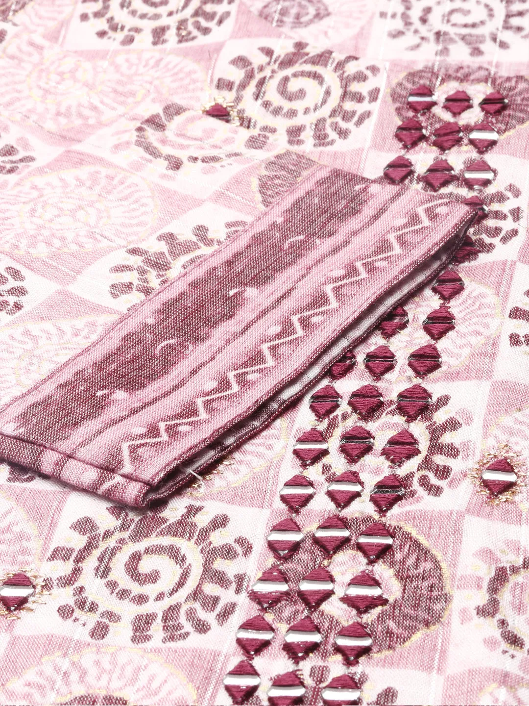 Women Mauve Ethnic Motifs Printed Kurta Set