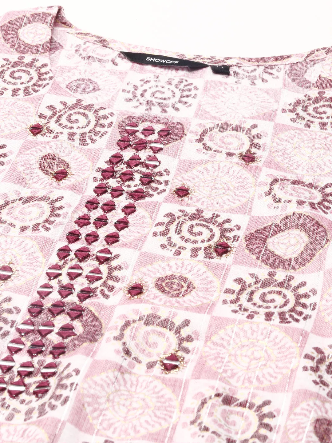 Women Mauve Ethnic Motifs Printed Kurta Set