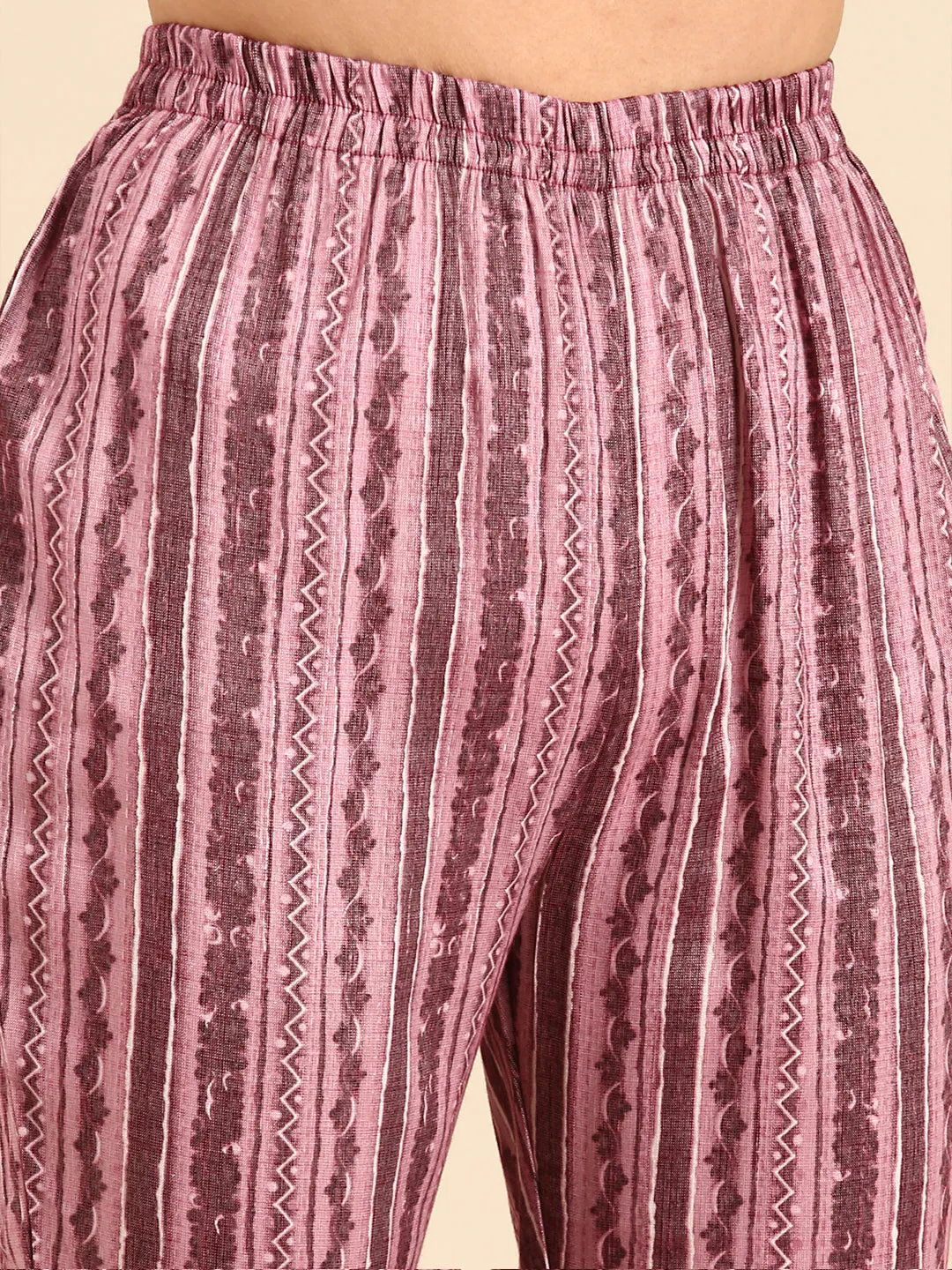 Women Mauve Ethnic Motifs Printed Kurta Set