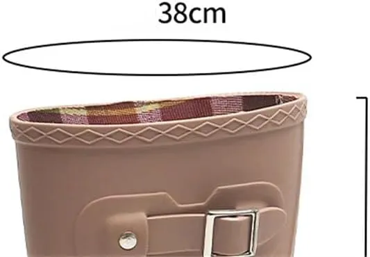 Women Mid-Calf Rubber Rain Boots Waterproof Water Shoes Wellies Boots Non-Slip Rainboots Slip-On