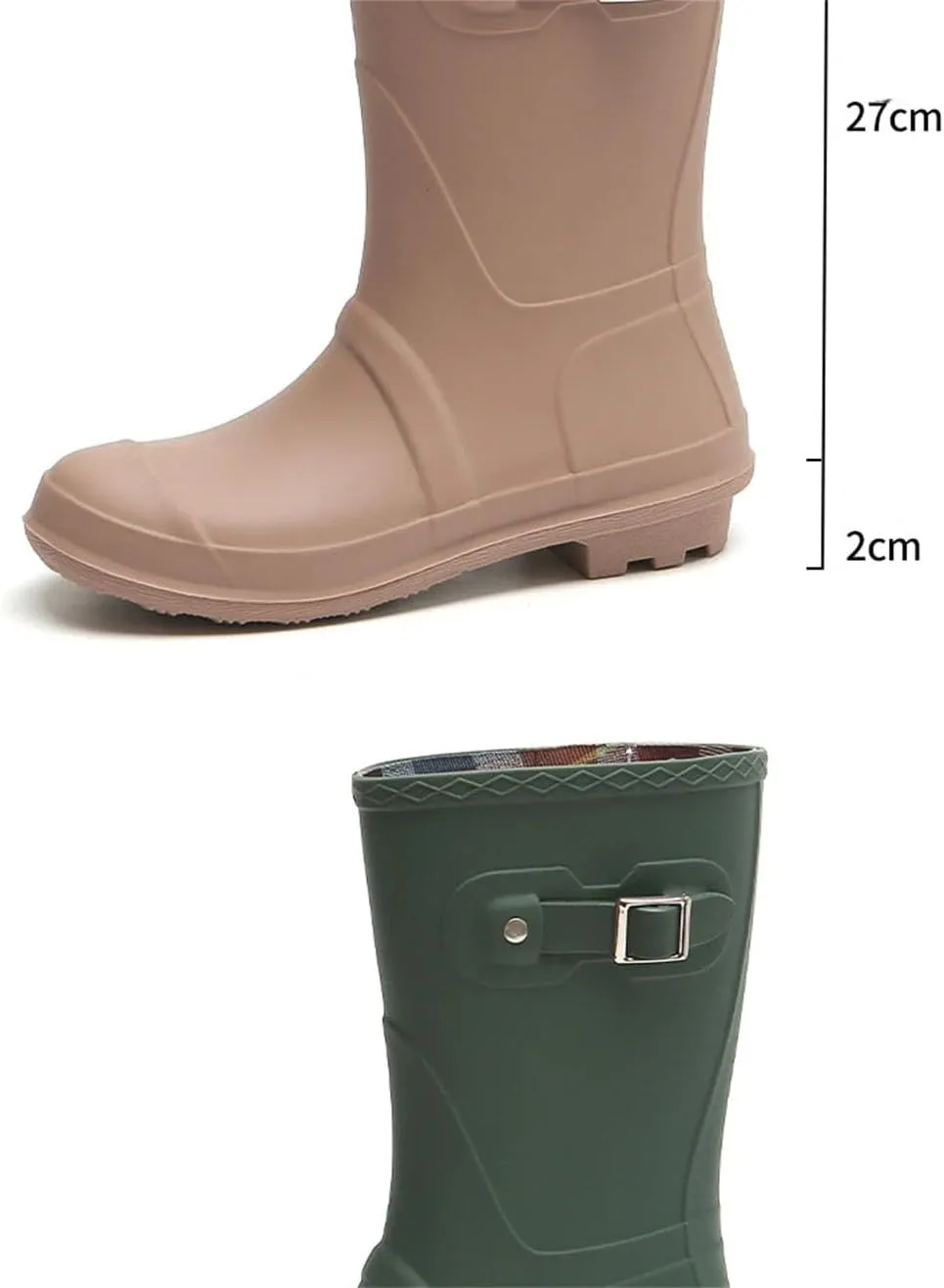 Women Mid-Calf Rubber Rain Boots Waterproof Water Shoes Wellies Boots Non-Slip Rainboots Slip-On