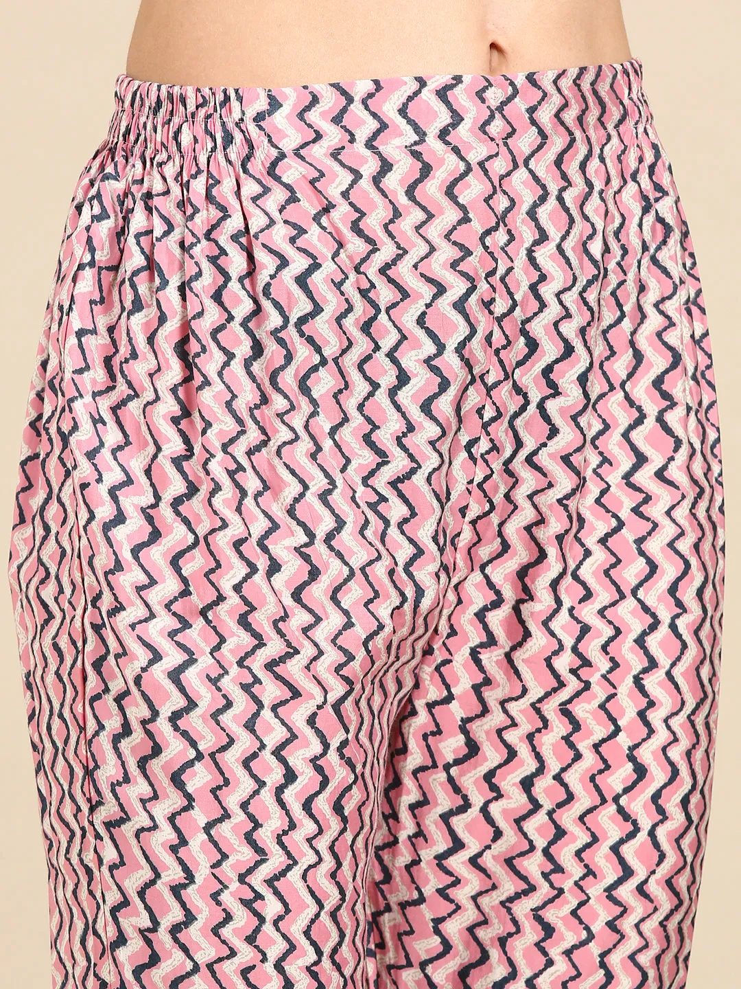 Women Pink Ethnic Motifs Printed Beads and Stones Kurta Set