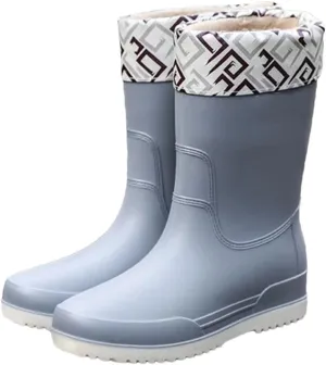 Women Rain Boots Mid-Tube Non-Slip Outdoor Wear-Resistant Kitchen Car Wash Thick-Soled Rubber Shoes