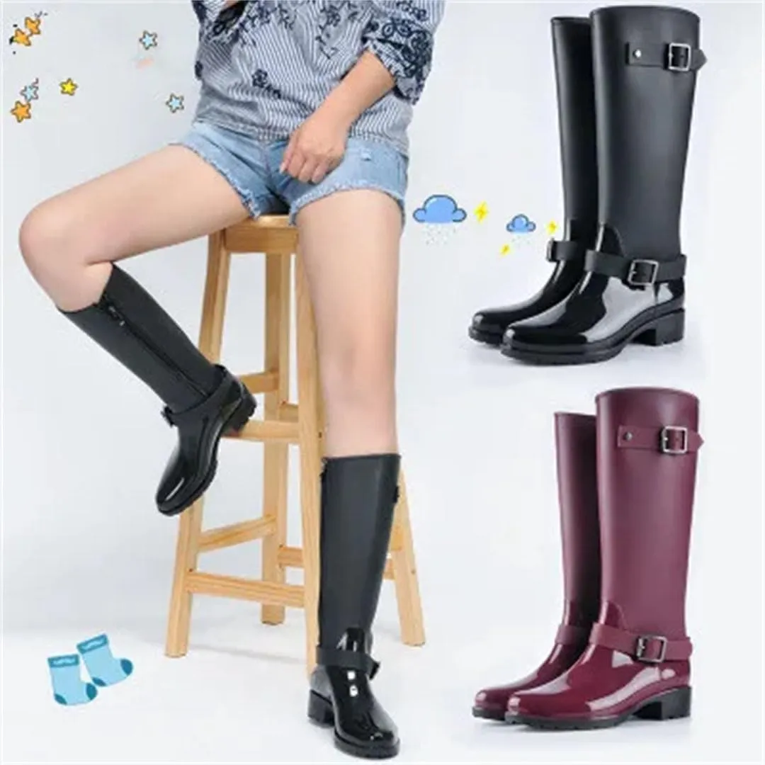 Women Shoes Punk Style Boots Zipper Shoes Tall Boots Rain Boots Large