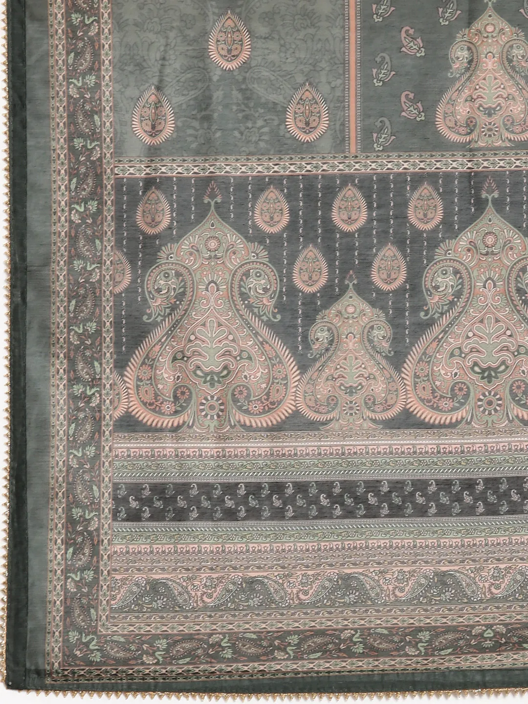Women Straight Green Paisley Kurta Sets with Trousers & Dupatta