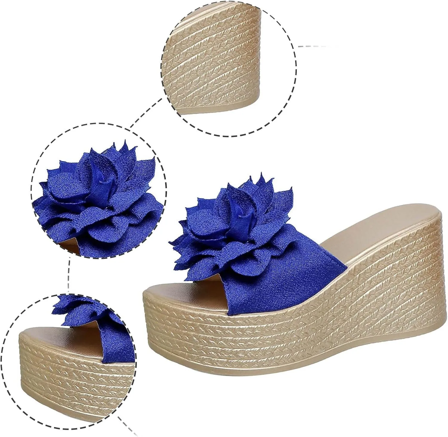 Women Summer Platform Wedge Sandals Open Toe High Heel Beach Slippers Casual Dress Ankle Strap Flip Flops Vacation Travel Fashion Comfortable Slides