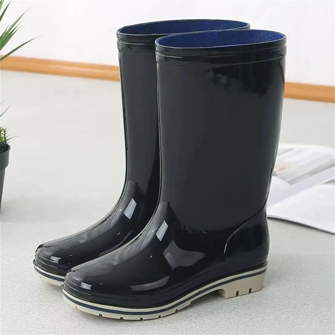 Women's High Top Mid-Calf Low Heels Rain Shoes Soft Sole Non Slip Cover Foot Work Shoes