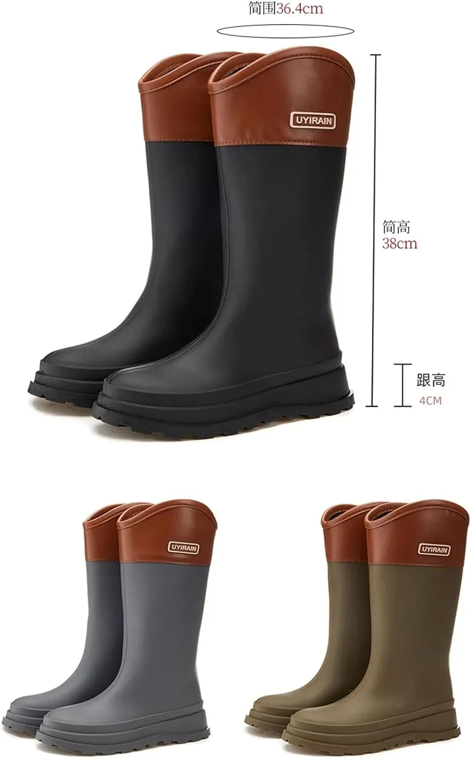 Women's High-Top Rain Boots Waterproof And Rain For Outdoor Travel And Camping Cotton Warm Boot