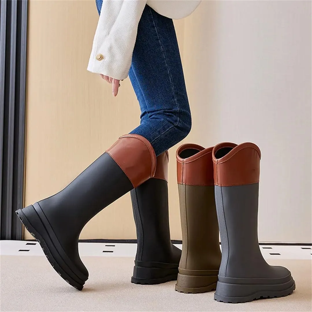 Women's High-Top Rain Boots Waterproof And Rain For Outdoor Travel And Camping Cotton Warm Boot