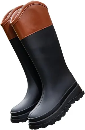 Women's High-Top Rain Boots Waterproof And Rain For Outdoor Travel And Camping Cotton Warm Boot