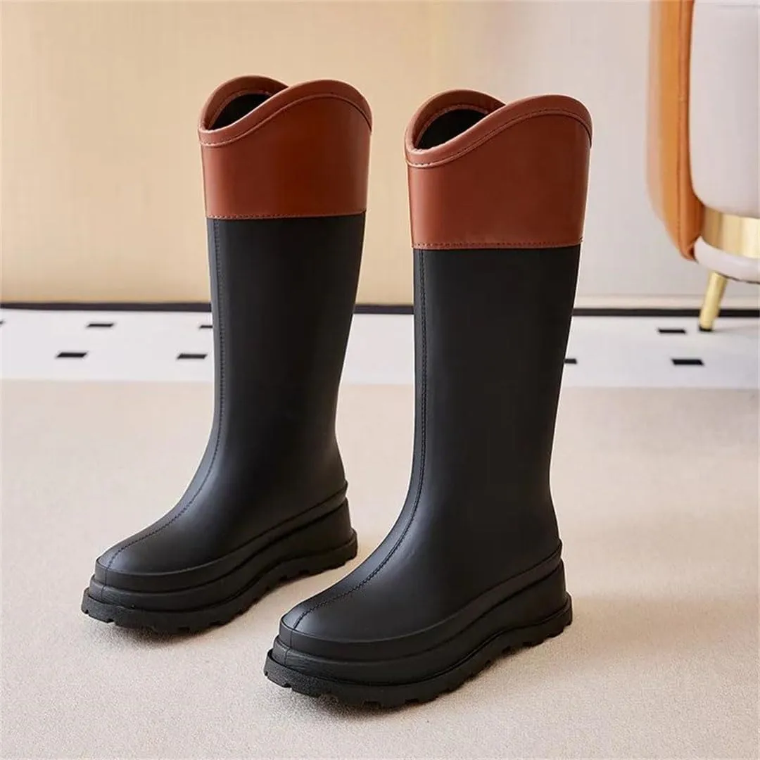Women's High-Top Rain Boots Waterproof And Rain For Outdoor Travel And Camping Cotton Warm Boot