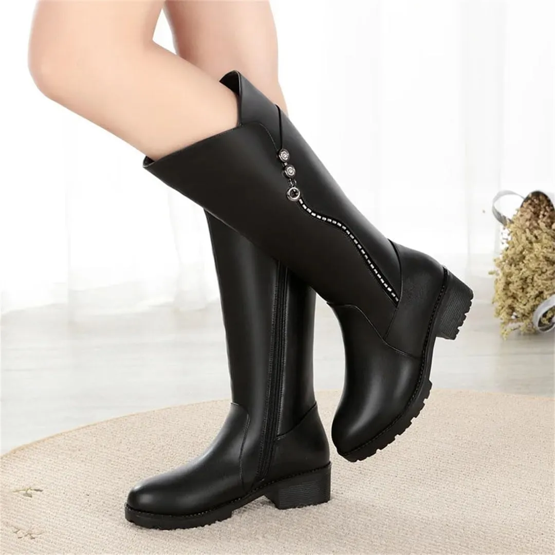 Women's Ladies Boots Platform Warm Mid Heel Zipper Plus Size