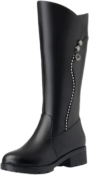 Women's Ladies Boots Platform Warm Mid Heel Zipper Plus Size